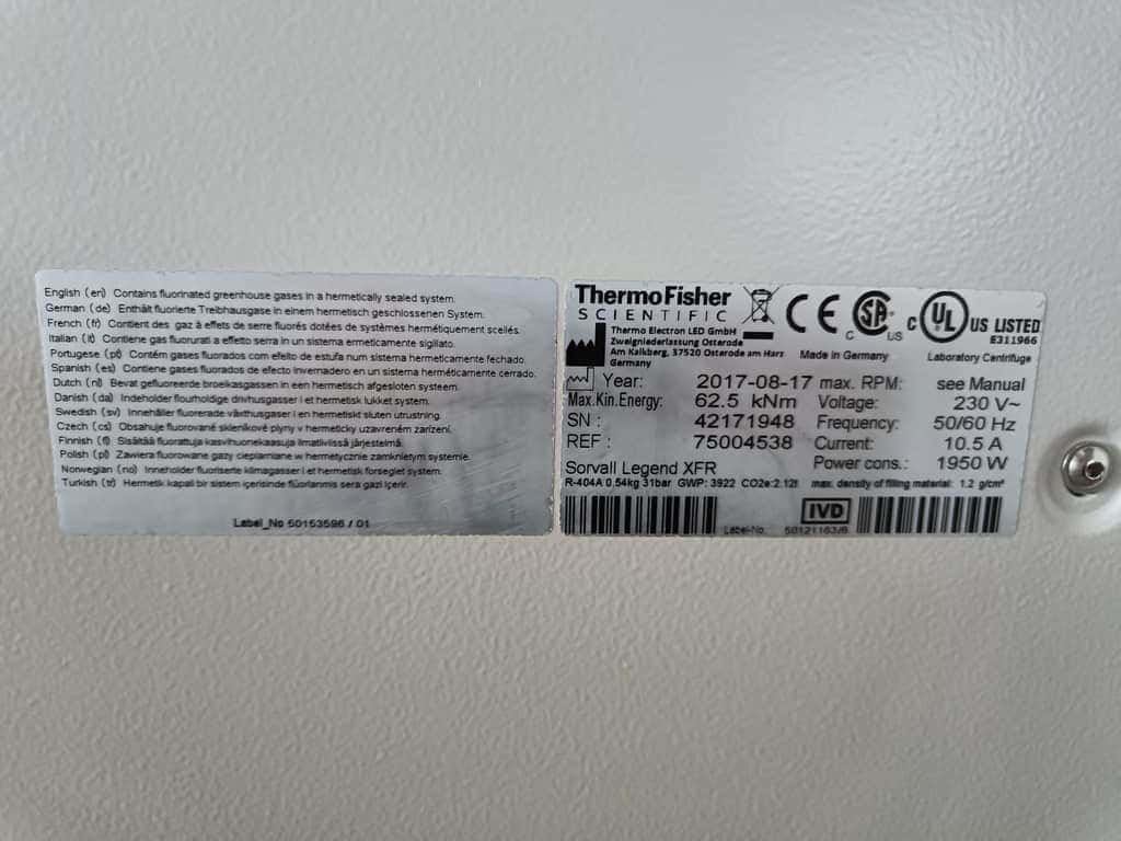 Thermo Scientific Sorvall Legend XFR centrifuge (2)